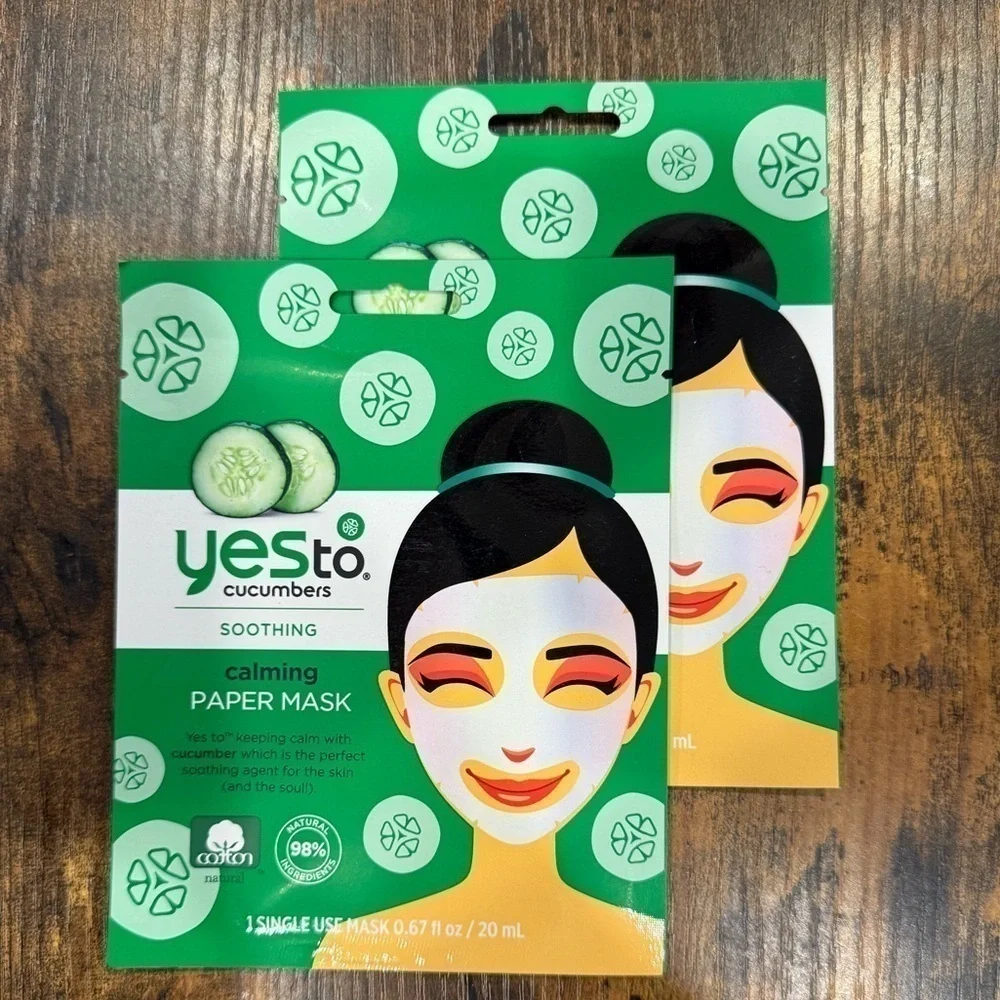 Yes To Cucumber Soothing Calming Facial Face Mask Set of 2!